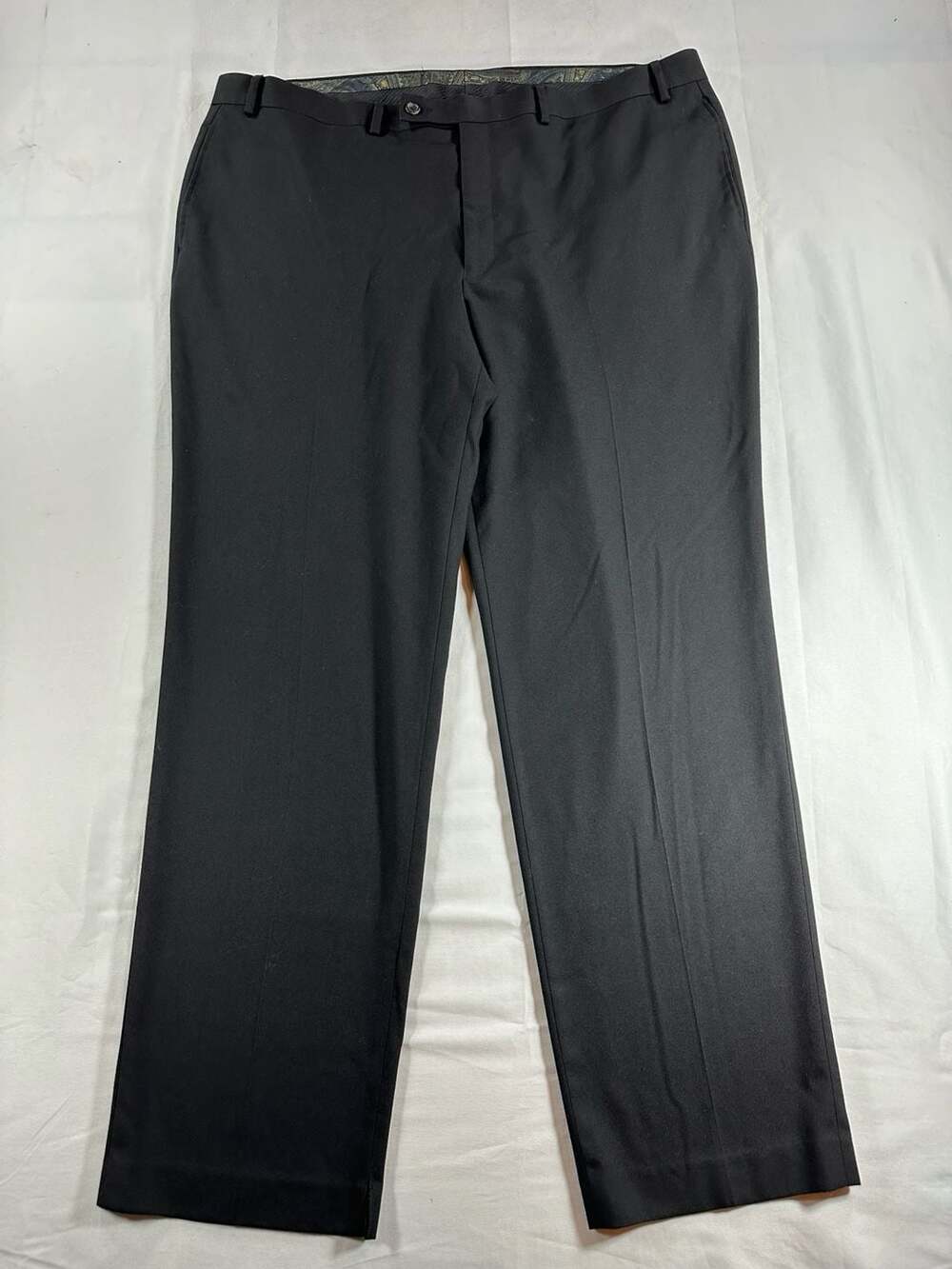 Lauren Ralph Lauren Men's Dress Trousers Black Solid Flat Front 42x32